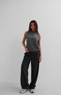 Sifir Collar Fiyonk Detailed Gray Knit Suveter