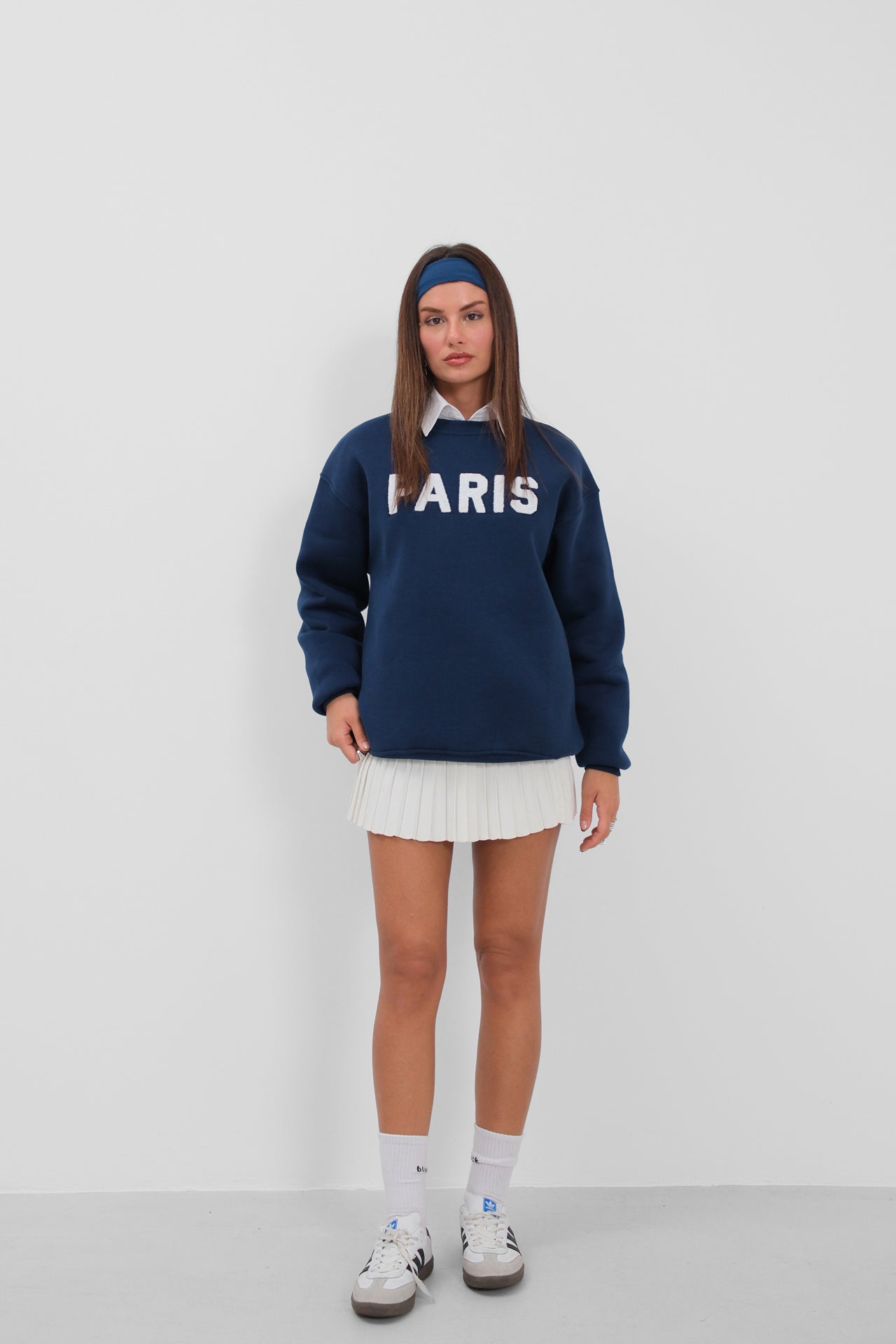 Sifir Collar Brushed Navy Sweatshirt