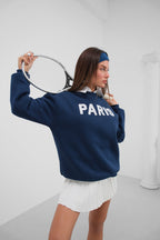 Sifir Collar Brushed Navy Sweatshirt