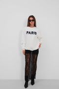 Crew Neck Brushed White Sweatshirt
