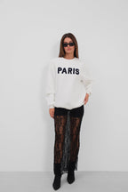 Crew Neck Brushed White Sweatshirt
