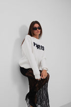 Crew Neck Brushed White Sweatshirt