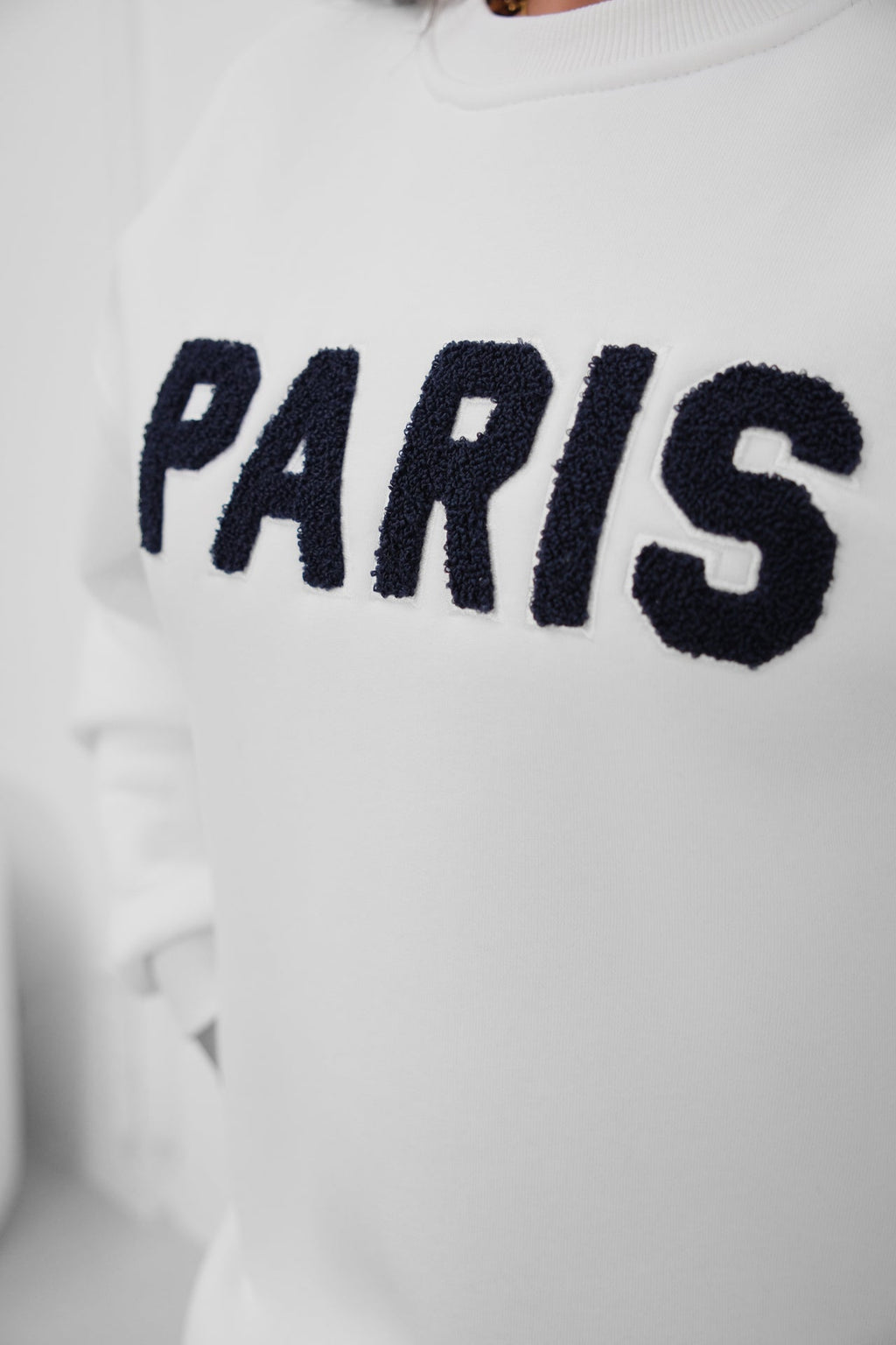 Crew Neck Brushed White Sweatshirt