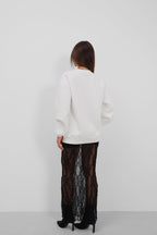 Crew Neck Brushed White Sweatshirt