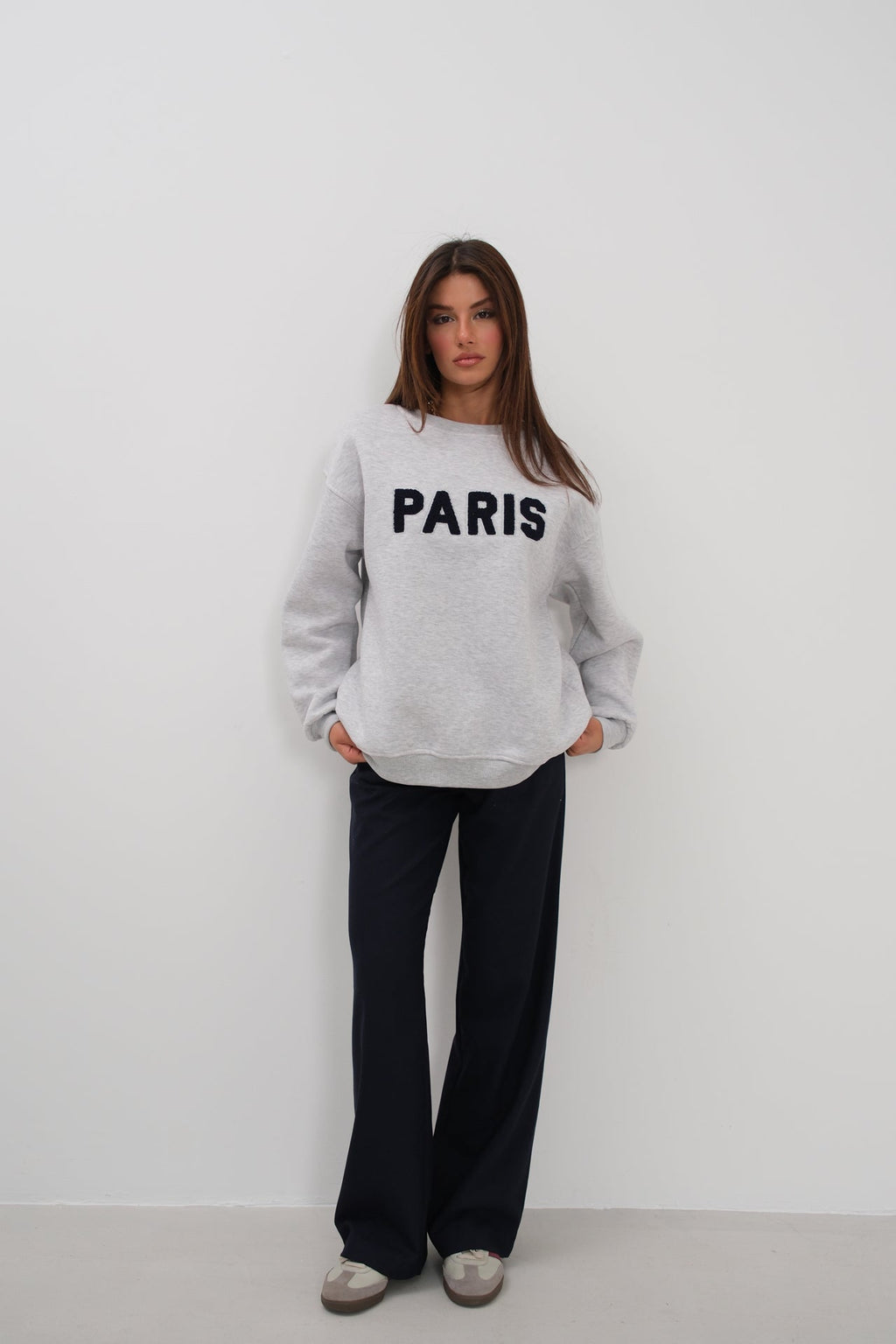 Crew Neck Brushed Gray Sweatshirt
