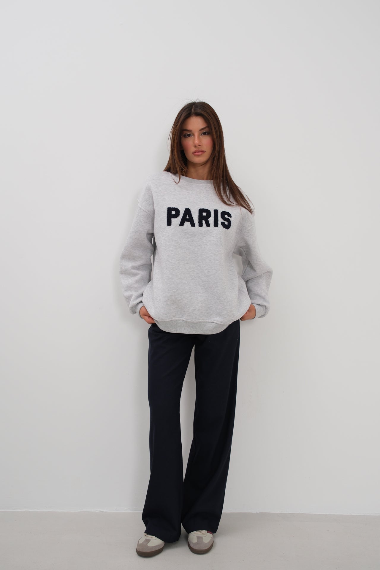 Crew Neck Brushed Gray Sweatshirt