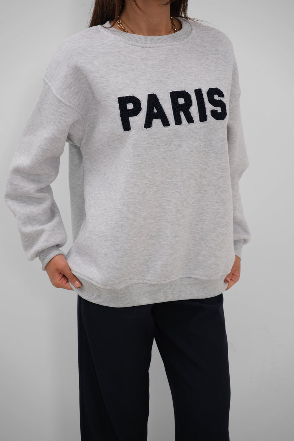 Crew Neck Brushed Gray Sweatshirt