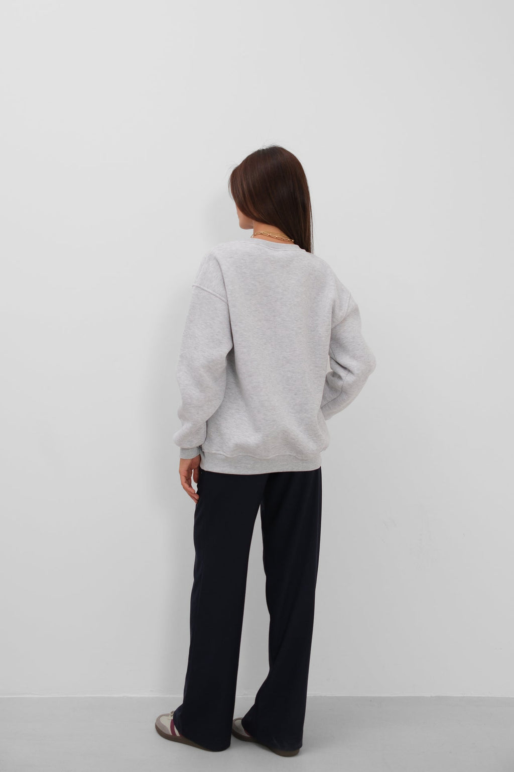Crew Neck Brushed Gray Sweatshirt