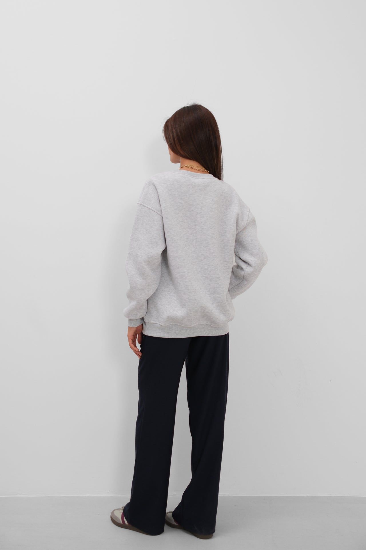 Crew Neck Brushed Gray Sweatshirt