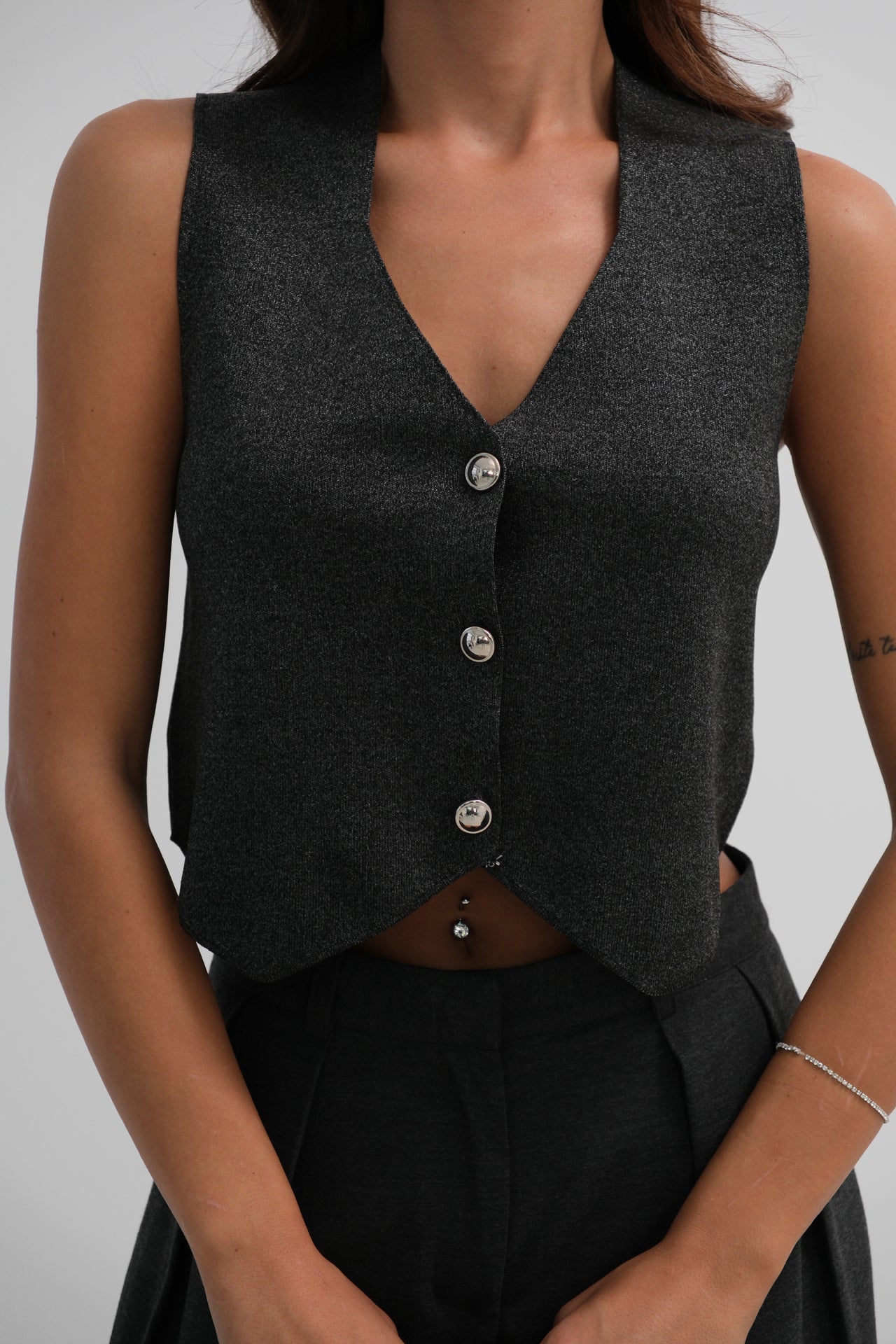 Glitter Knit Gray Vest