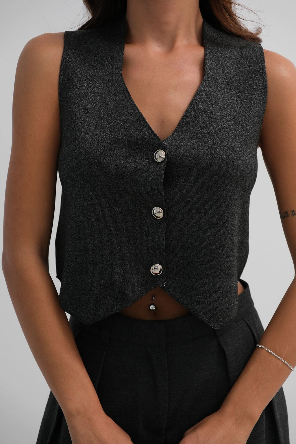 Glitter Knit Gray Vest
