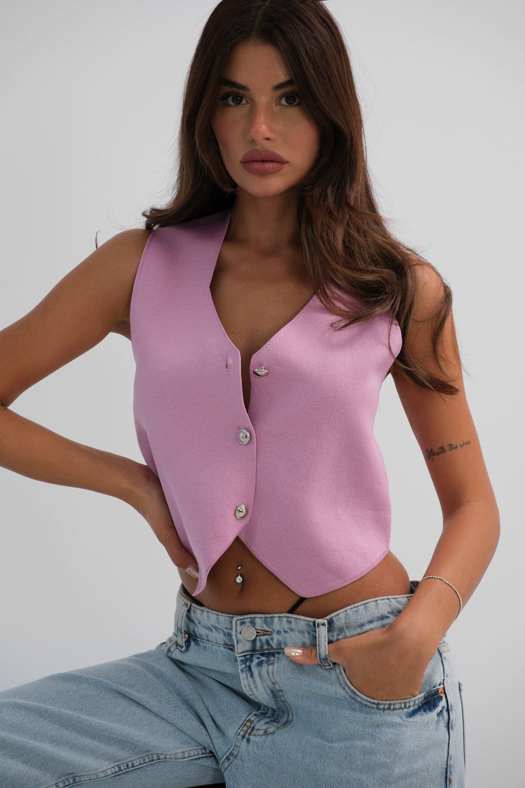 Glitter Knit Pink Vest
