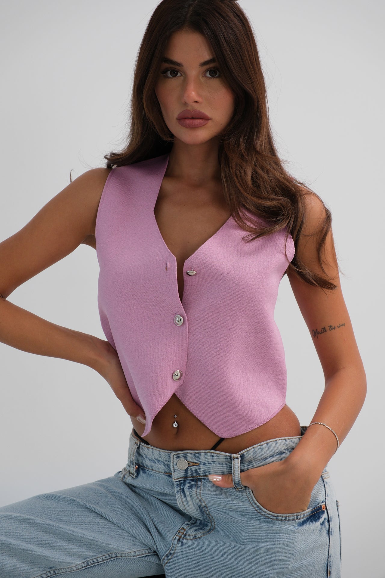Glitter Knit Pink Vest