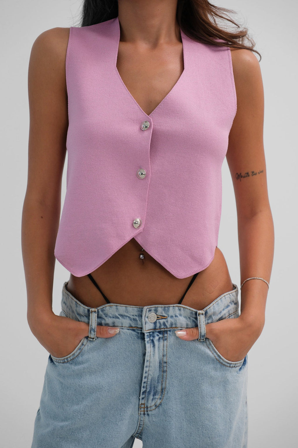 Glitter Knit Pink Vest