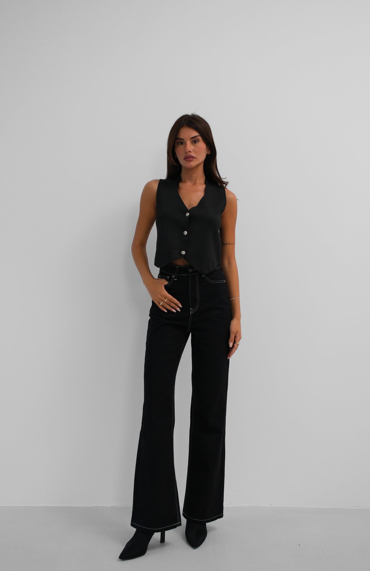 Glitter Knit Black Vest