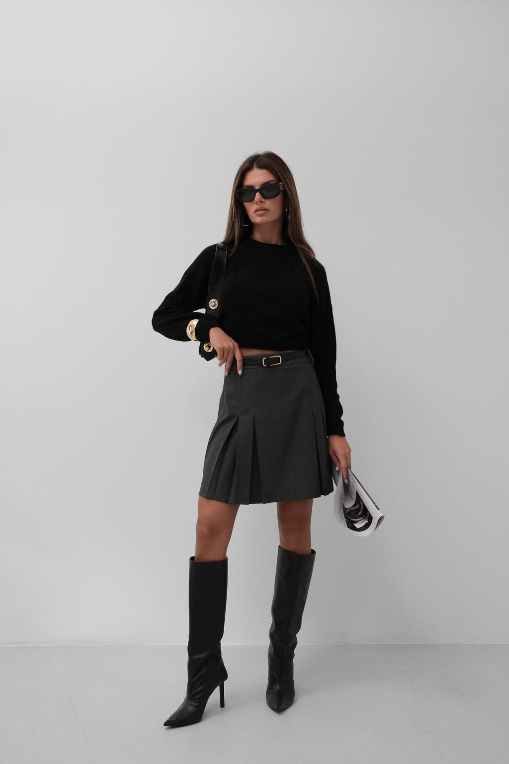 Back Tie Detail Black Sweater
