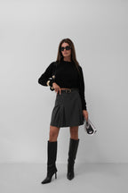 Back Tie Detail Black Sweater