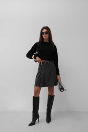 Back Tie Detail Black Sweater