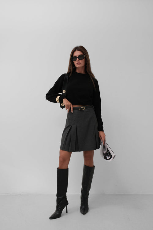Back Tie Detail Black Sweater