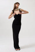Back Cutout Maxi Black Dress