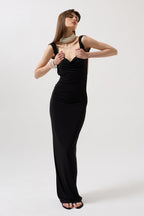 Back Cutout Maxi Black Dress