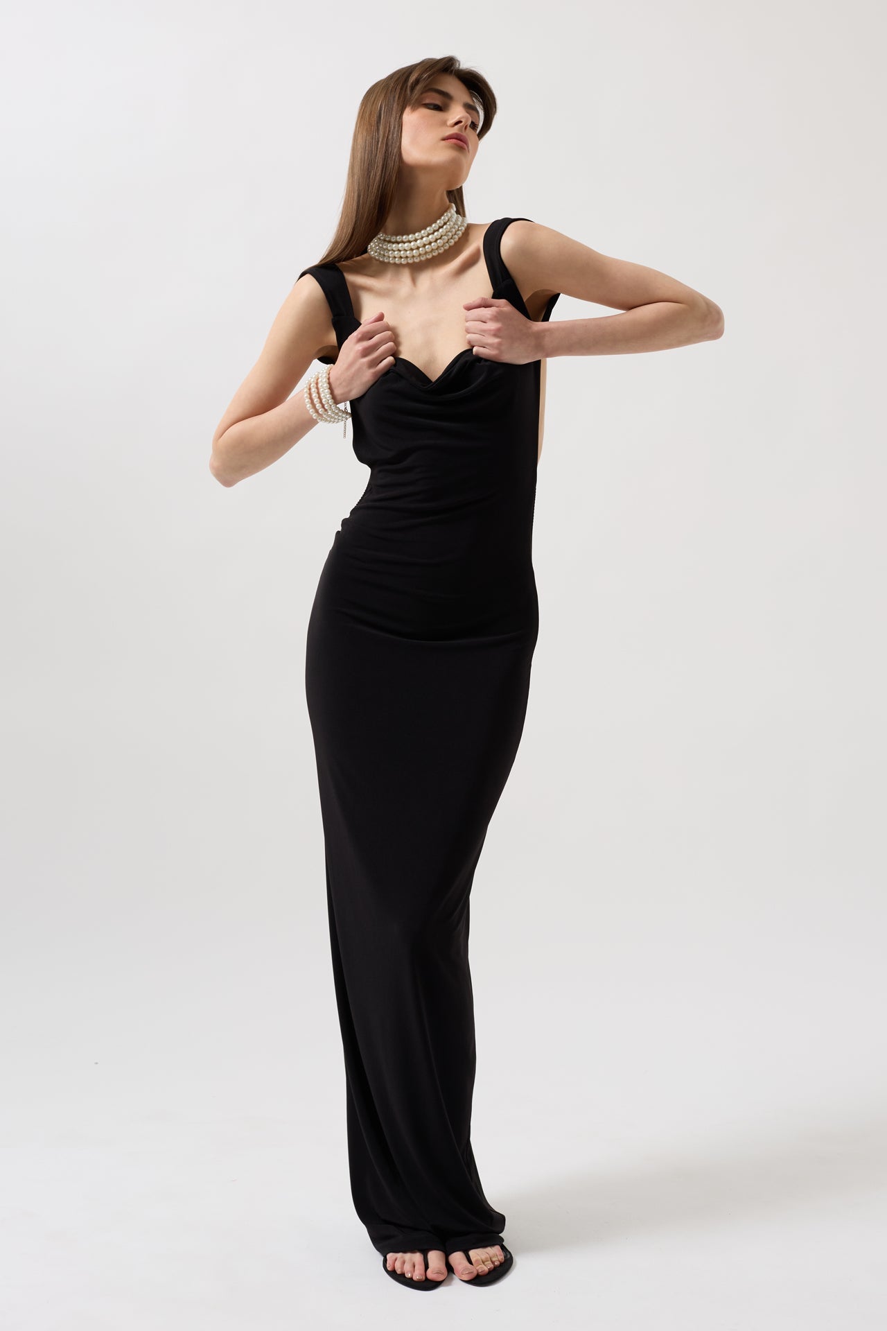 Back Cutout Maxi Black Dress
