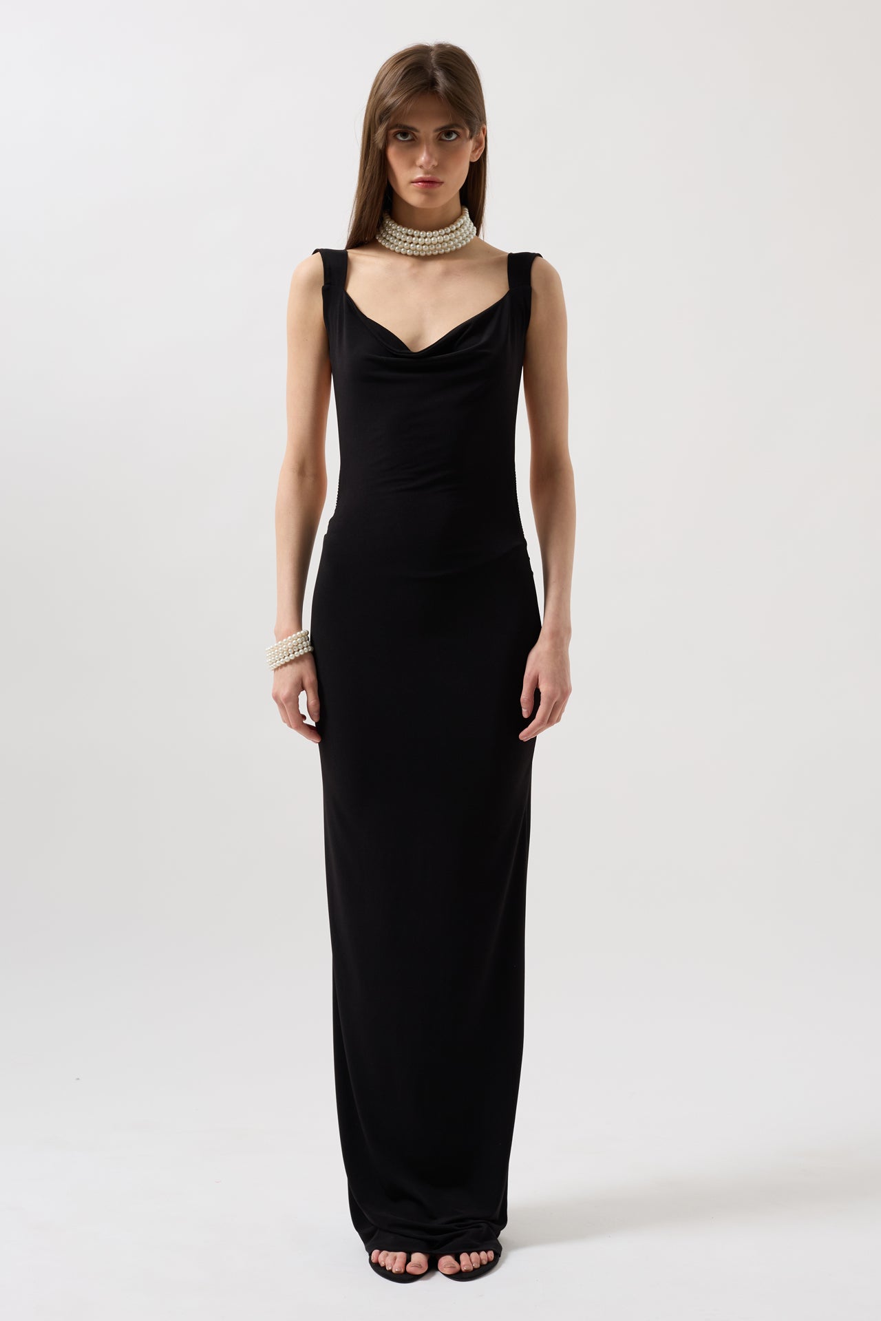 Back Cutout Maxi Black Dress