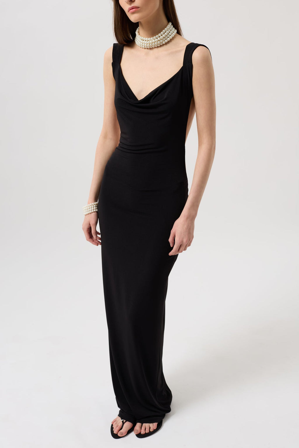 Back Cutout Maxi Black Dress