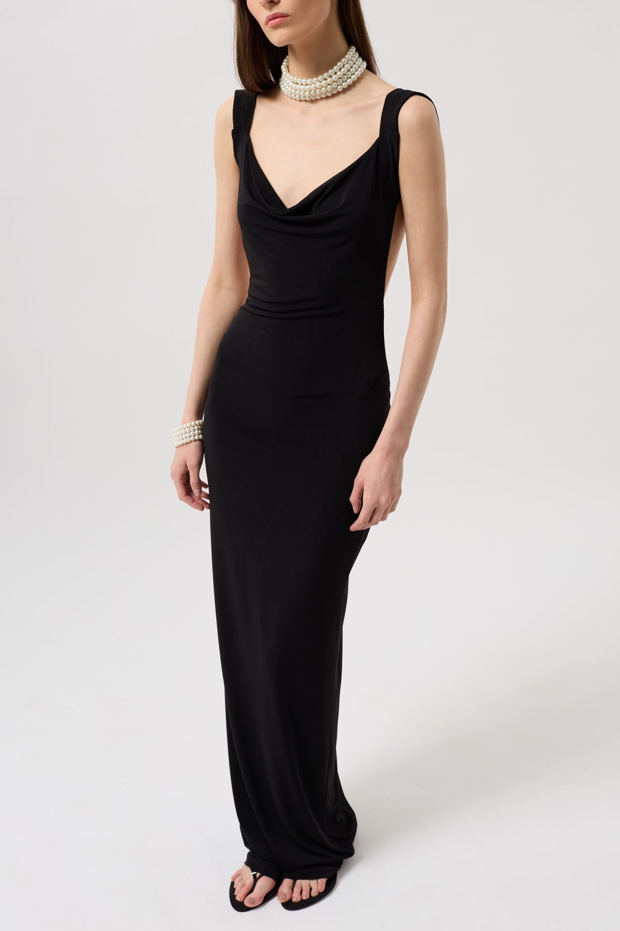 Back Cutout Maxi Black Dress
