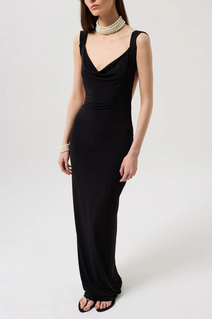 Backless Maxi Black Dress
