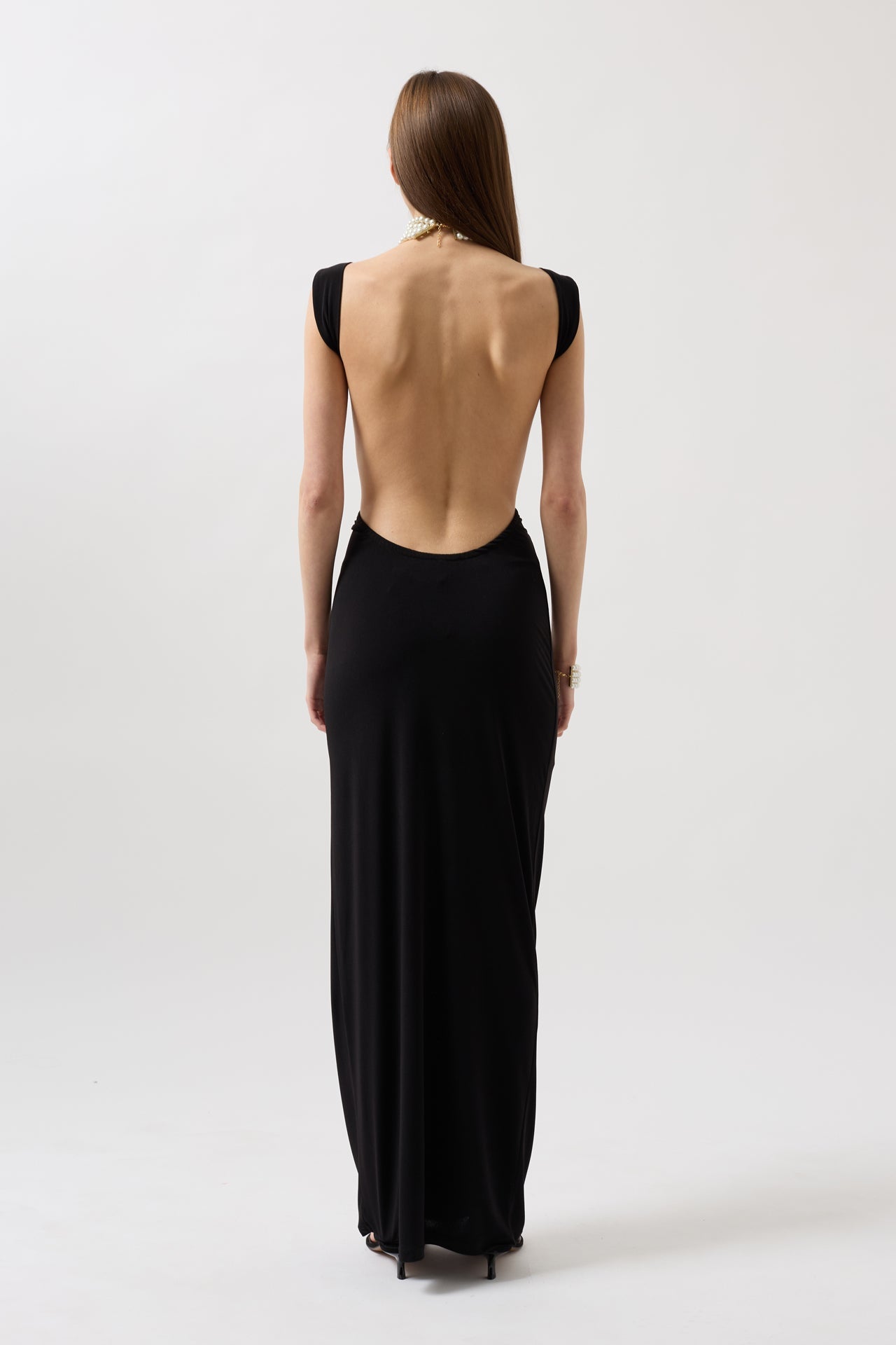 Back Cutout Maxi Black Dress