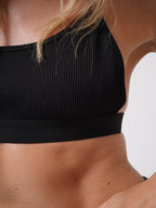 Back Cutout Black Sporcu Bra