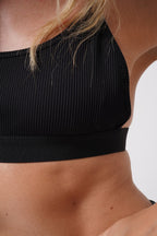 Back Cutout Black Sporcu Bra