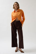 Back Cutout Lace-Up Orange Shirt