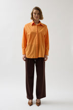 Back Cutout Lace-Up Orange Shirt