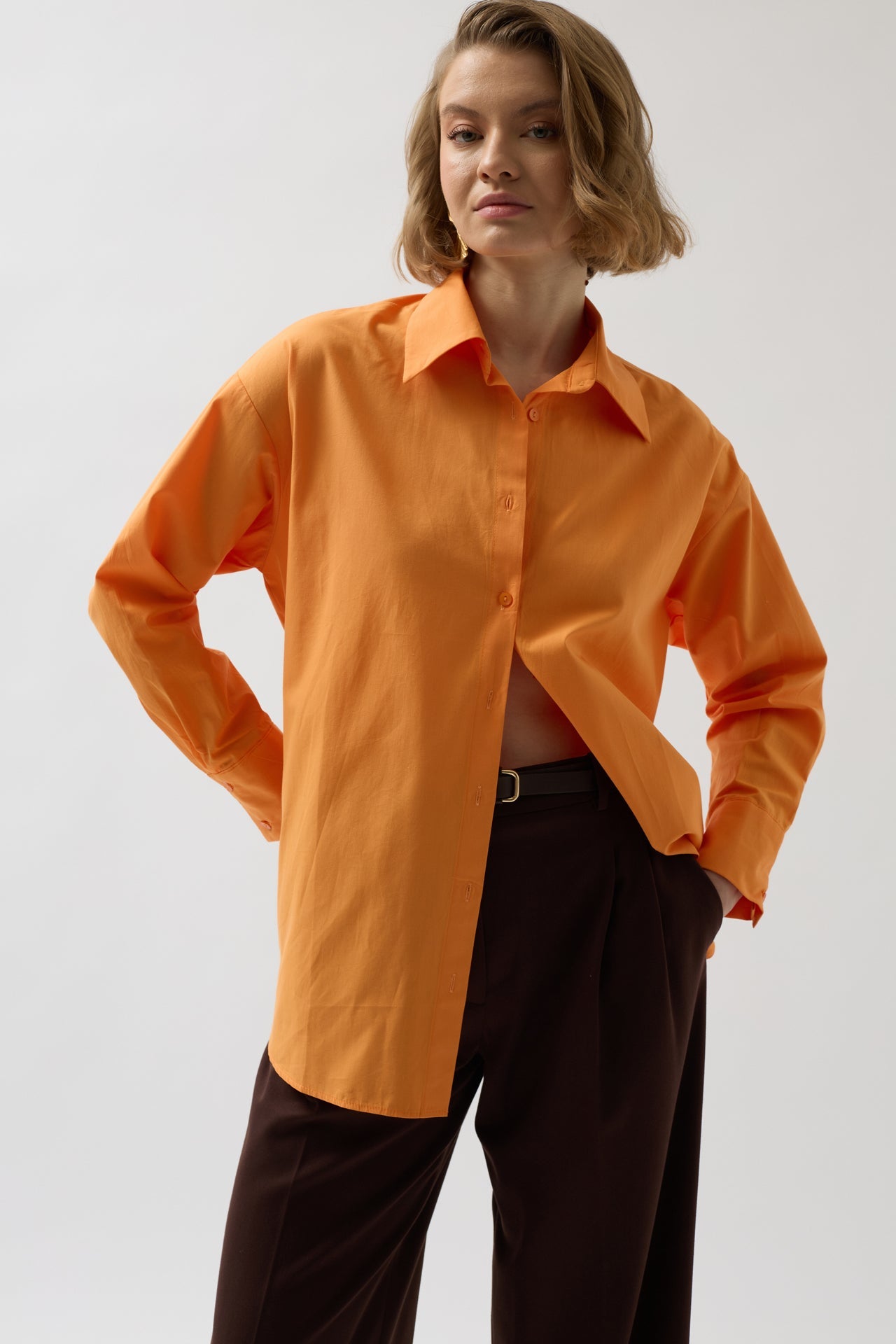 Back Cutout Lace-Up Orange Shirt