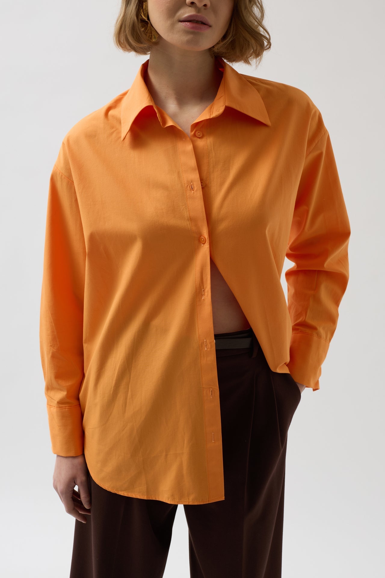 Back Cutout Lace-Up Orange Shirt