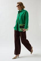 Back Cutout Lace-Up Green Shirt