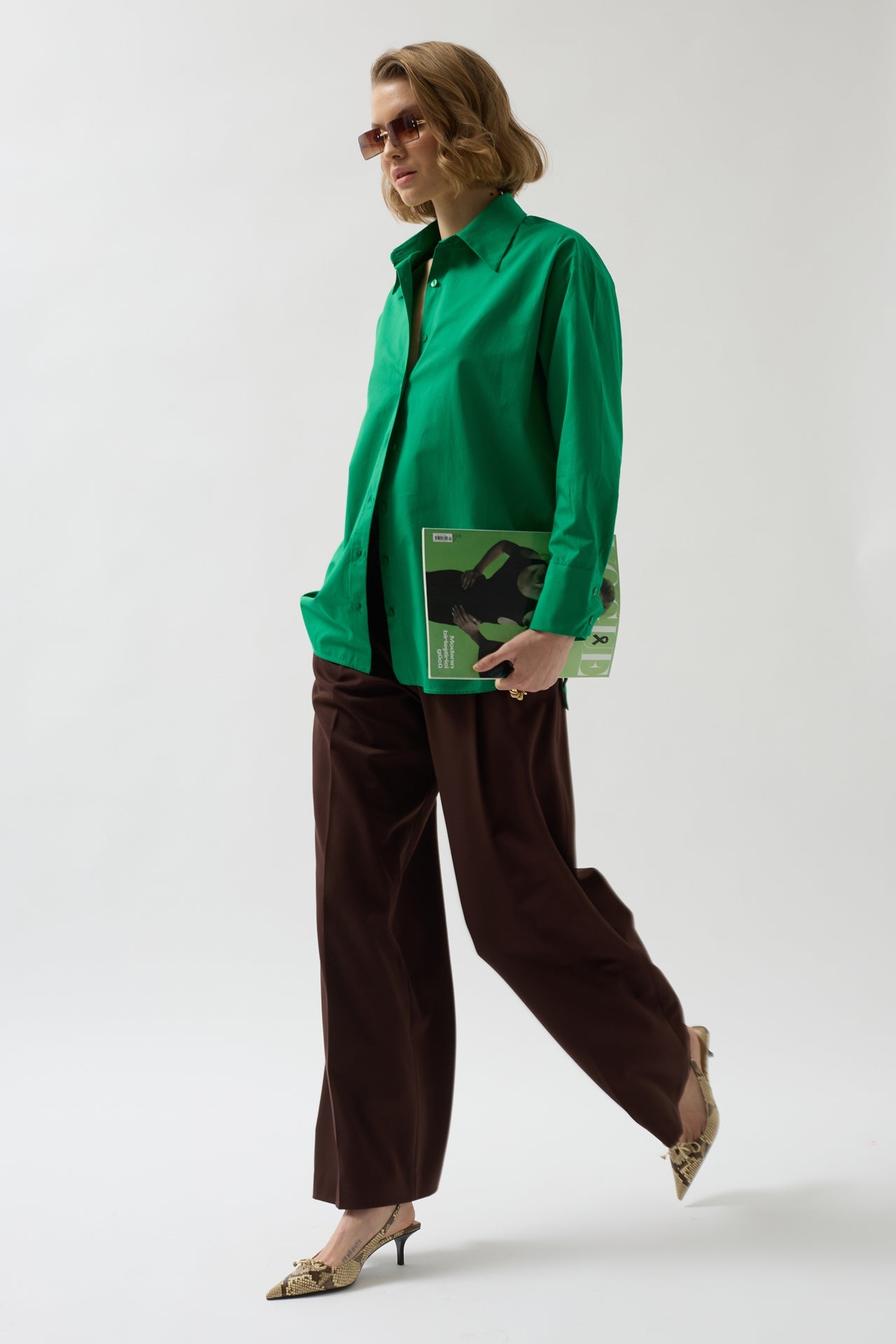 Back Cutout Lace-Up Green Shirt