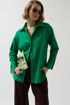 Back Cutout Lace-Up Green Shirt