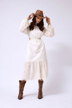 Back Cutout Broderie White Dress