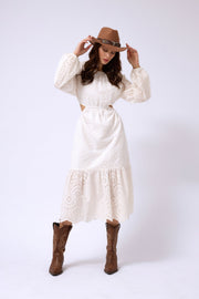 Backless Embroidered White Dress