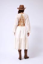 Back Cutout Broderie White Dress