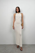 Open Back White Knit Dress