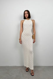 White Knit Dress with Open Back