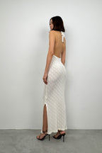Open Back White Knit Dress