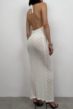 Open Back White Knit Dress