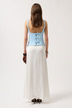 Back Ribbon Detail Baby Blue Blouse