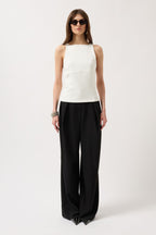 Back Ribbon Detail White Blouse