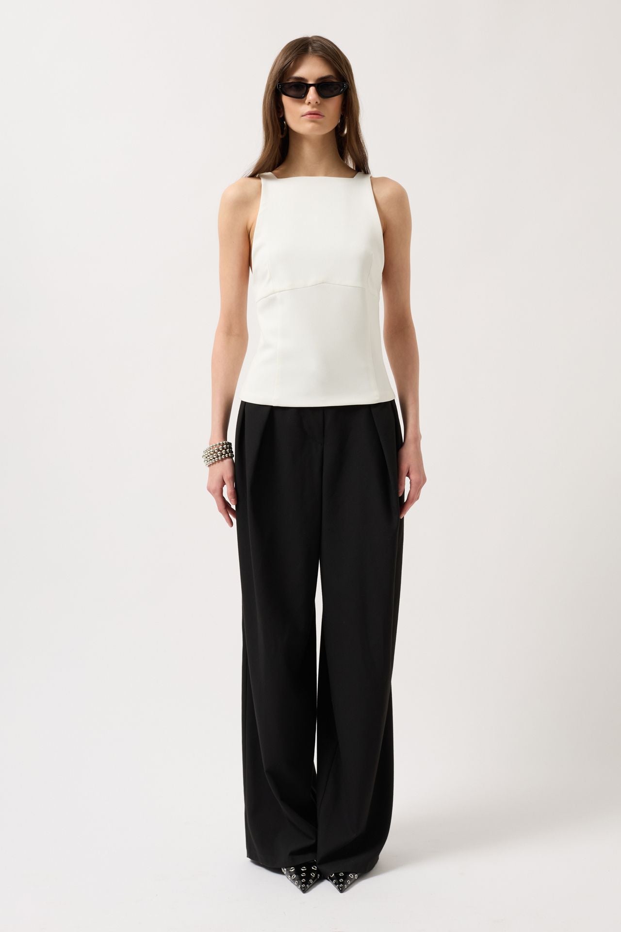 Back Ribbon Detail White Blouse